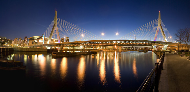 Zakim Bridge,  Boston, panorama